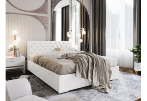 OP=OP Opberg Bed Konrad | 160 x 200 - Skai Wit | Incl. Metalen Frame met Gasdrukveren