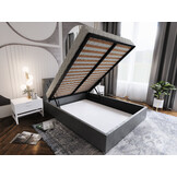 OP=OP Opberg Bed Konrad | 160 x 200 - Skai Wit | Incl. Metalen Frame met Gasdrukveren
