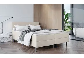 OP=OP Boxspring 120 x 210 - Creme | Strak hoofdbord + groot matras