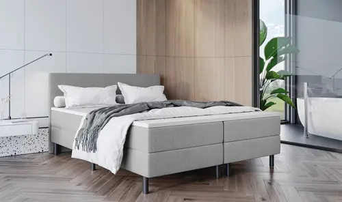 OP=OP Boxspring 120 x 200 - Grijs | Strak hoofdbord + groot matras