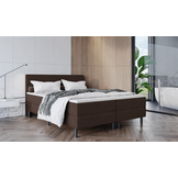 OP=OP Boxspring 140 x 200 - Skai Donker Bruin | Strak hoofdbord