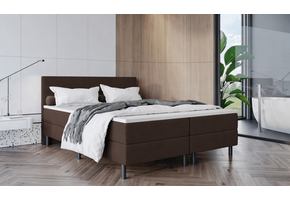 OP=OP Boxspring 140 x 200 - Skai Donker Bruin | Strak hoofdbord