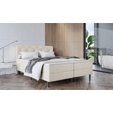 OP=OP Boxspring 140 x 200 - Creme | Phoenix (Ruit) hoofdbord + groot matras