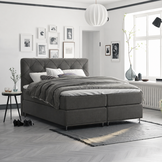 OP=OP Boxspring 180 x 200 - Velvet Antraciet | Phoenix (ruit) + Voetbord + Luxe Pocketvering Box 30 cm