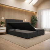 OP=OP Opberg Boxspring zonder Matras 180 x 200 - Skaileer Antraciet | Glad Hoofd- en Voetbord