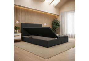 ACTIEDEAL Opbergboxspring zonder Matras 180 x 200 - Skaileer Antraciet | Hoofdbord + Voetbord Glad