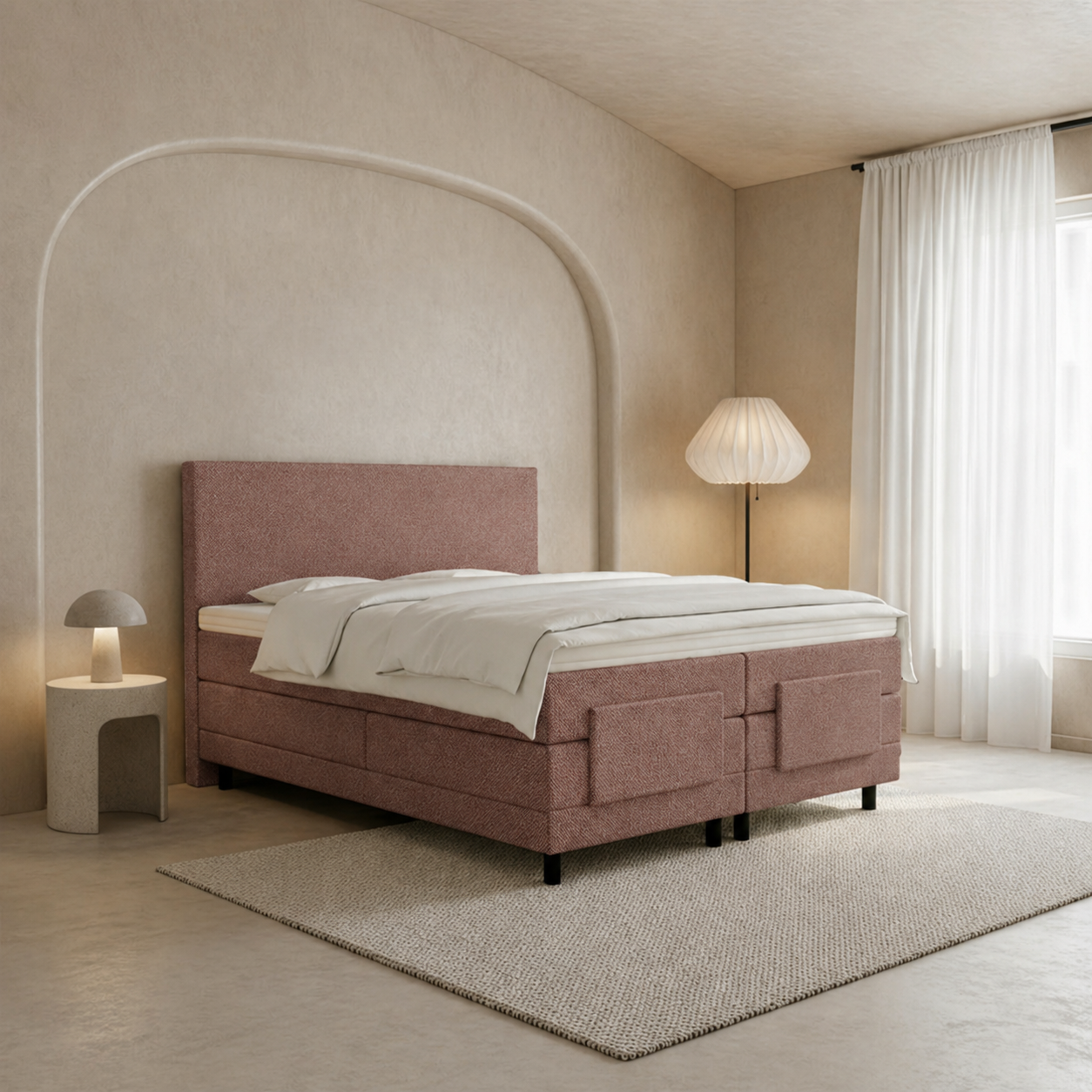 OP=OP Elektrische Boxspring  140 x 200 - Oudroze | Delux Basic - Groot Matras