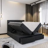 OP=OP Opberg boxspring 140 x 200 - Antraciet | Opbergboxen 25 cm + Lades