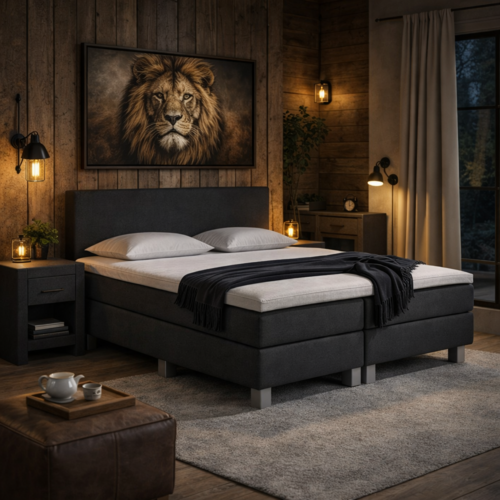 VOORDEELSET Boxspring 160 x 200 Skai Zwart | 10 stuks | Inclusief GRATIS Topmatras Koudschuim