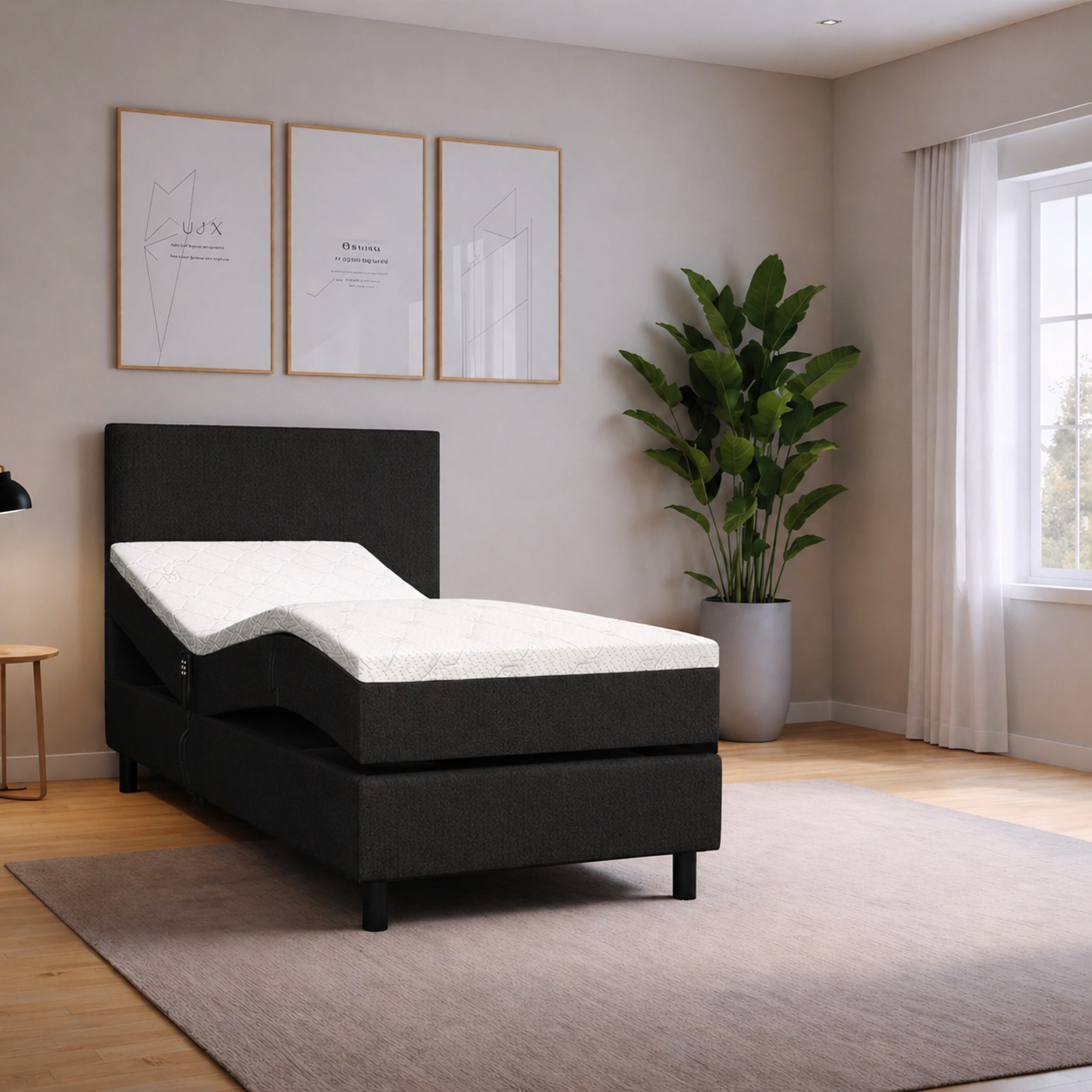 OP=OP Elektrische Boxspring 90 x 200 - Skaileer Zwart | Basic