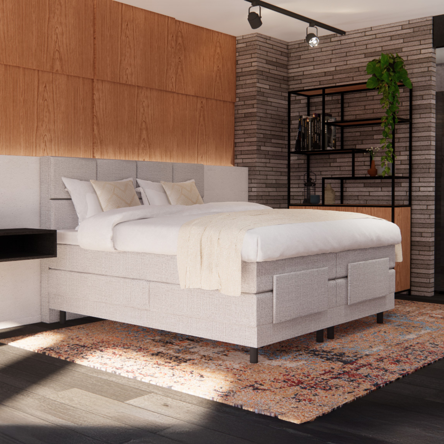 OP=OP Elektrische Boxspring 180 x 200 - Beige | Otto - 2x Stevig Pocketvering