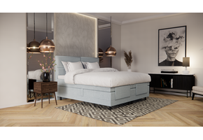 OP=OP Elektrische Boxspring 180 x 200 - Grijs | Quattro - 1x Groot Stevig Pocketvering