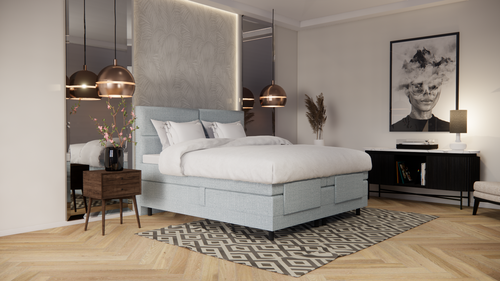 OP=OP Elektrische Boxspring 180 x 200 - Grijs | Quattro - 1x Groot Stevig Pocketvering