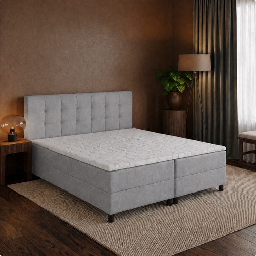 OP=OP Boxspring 160 x 200 - Grijs | Dubai - 1x Groot Medium Pocketvering