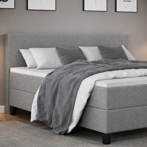 OP=OP Boxspring 160 x 200 - Grijs | Chicago + Voetbord + Pocketvering