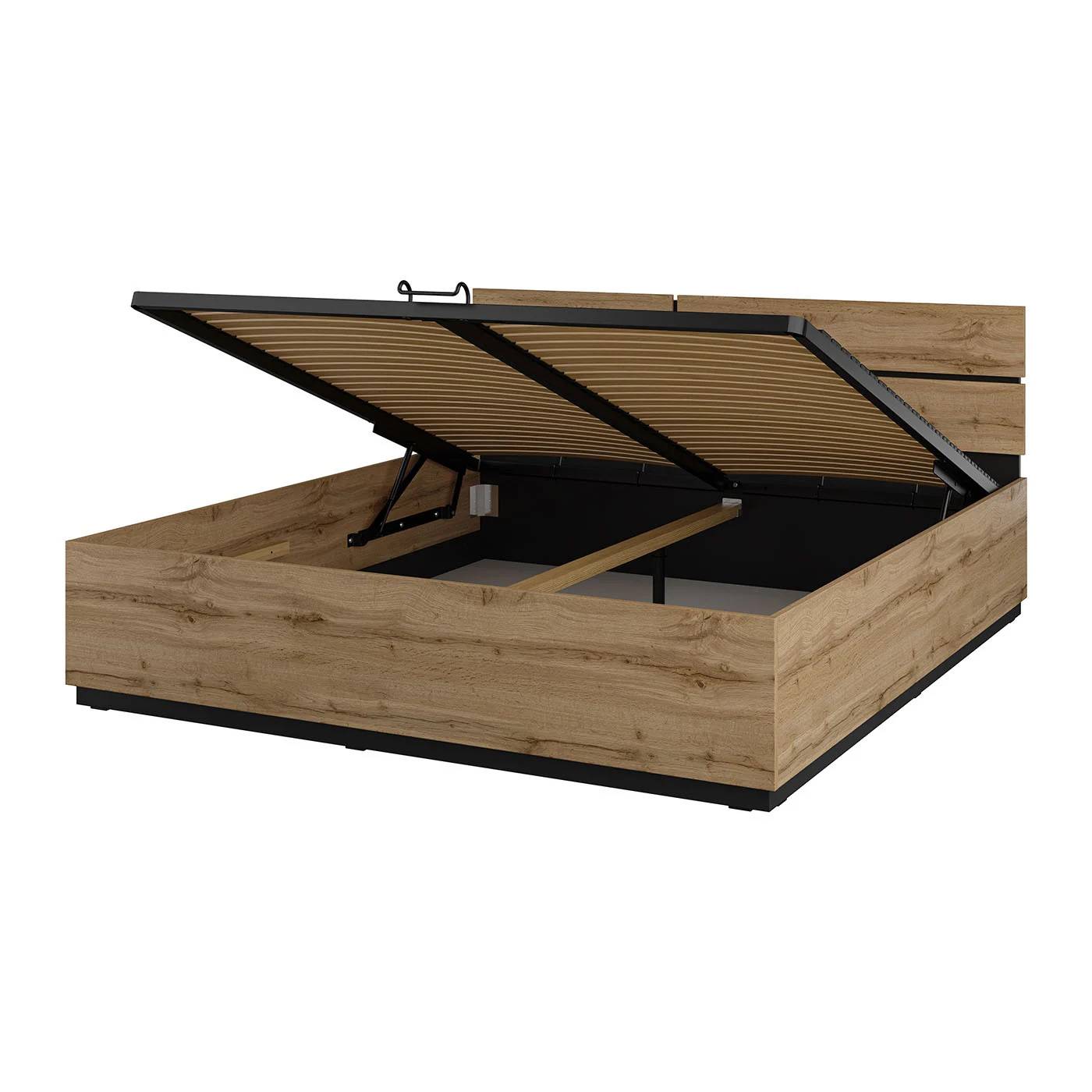 OP=OP Houten Bed met Opbergruimte 160 x 200 - Wotan Eiken | Crotone