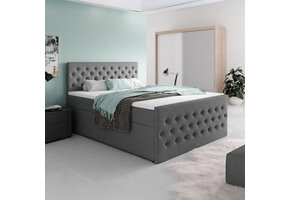 OP=OP Opberg boxspring 160 x 200 - Antraciet | Andy - Incl. Voetbord