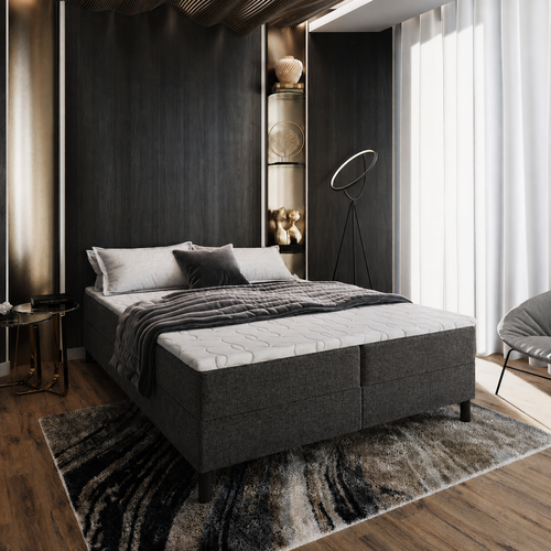 OP=OP Boxspring 160 x 220- Antraciet | Basic - Zonder hoofdbord