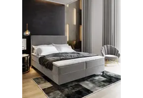 OP=OP Opberg Boxspring 160 x 200 - Grijs | Basic - Stevig Pocketvering Matras