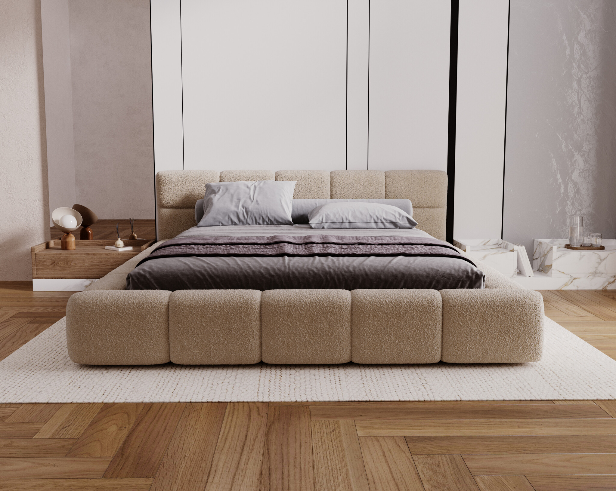 OP=OP Opberg Bed 160 x 200 - Teddy Creme | Coco