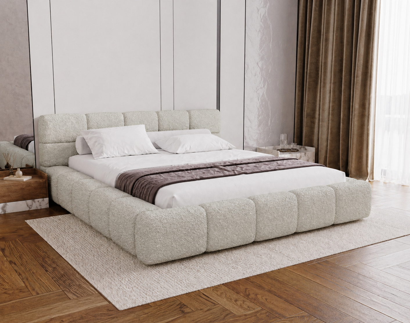 OP=OP Opberg Bed 160 x 200 - Teddy Creme | Coco