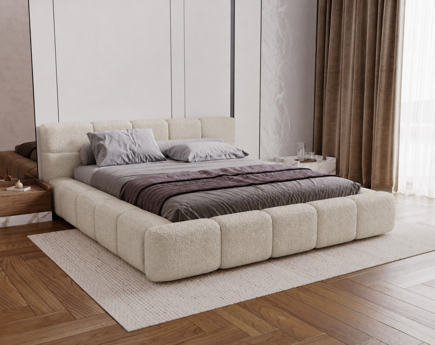 OP=OP Opberg Bed 180 x 200 - Teddy Creme | Coco