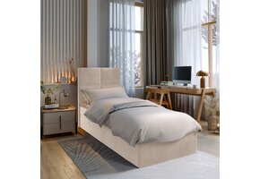 OP=OP Opberg Boxspring Links 90 x 200 -  Creme | Levi