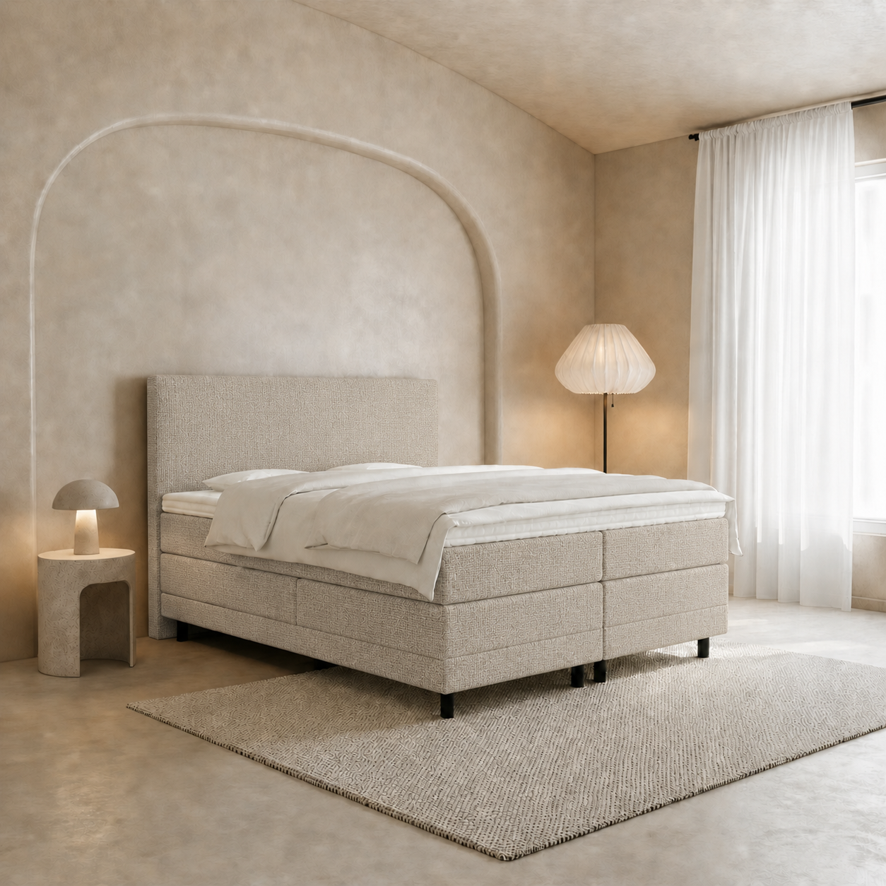 OP=OP Elektrische Boxspring Delux | 200 x 220 Naturel Beige