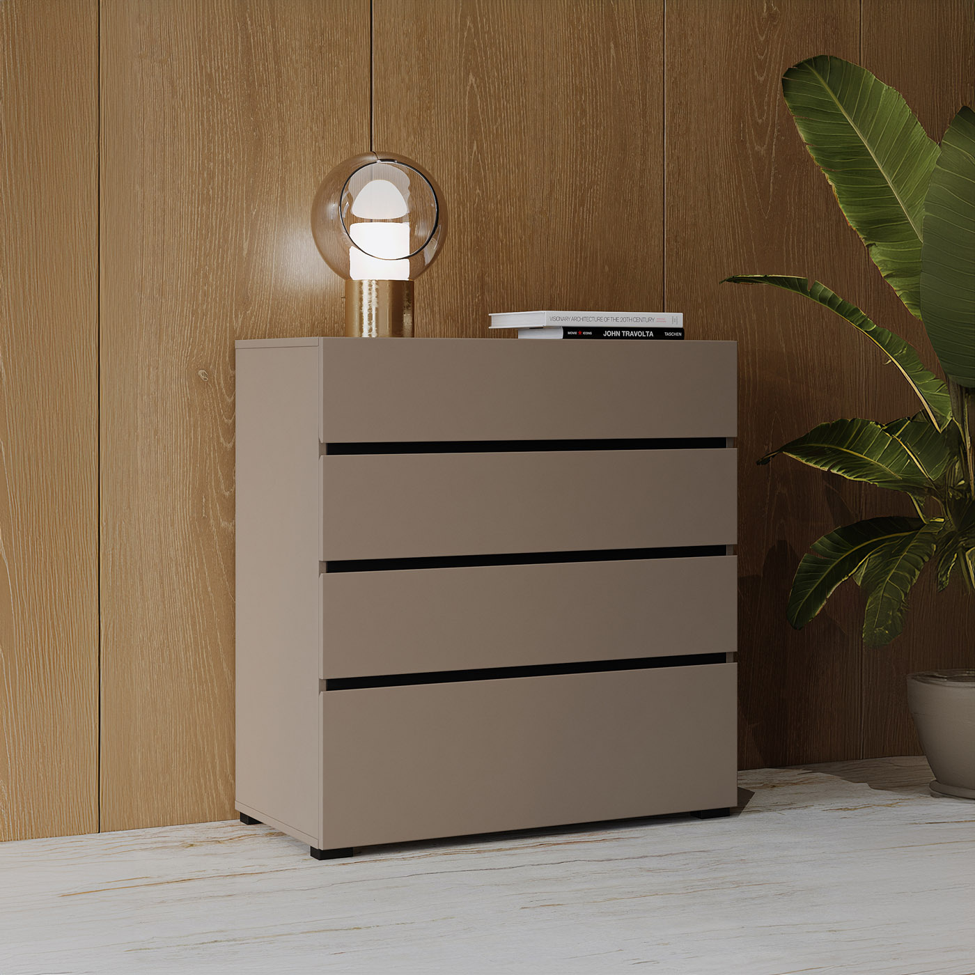 OP=OP Ladekast Crotone - Taupe - 4 Lades
