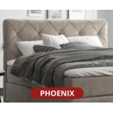 OP=OP Boxspring 140 x 200 - Stof Donker Beige | Hoofdbord Phoenix (ruit) + Voetbord + Pocketvering Box 30 cm