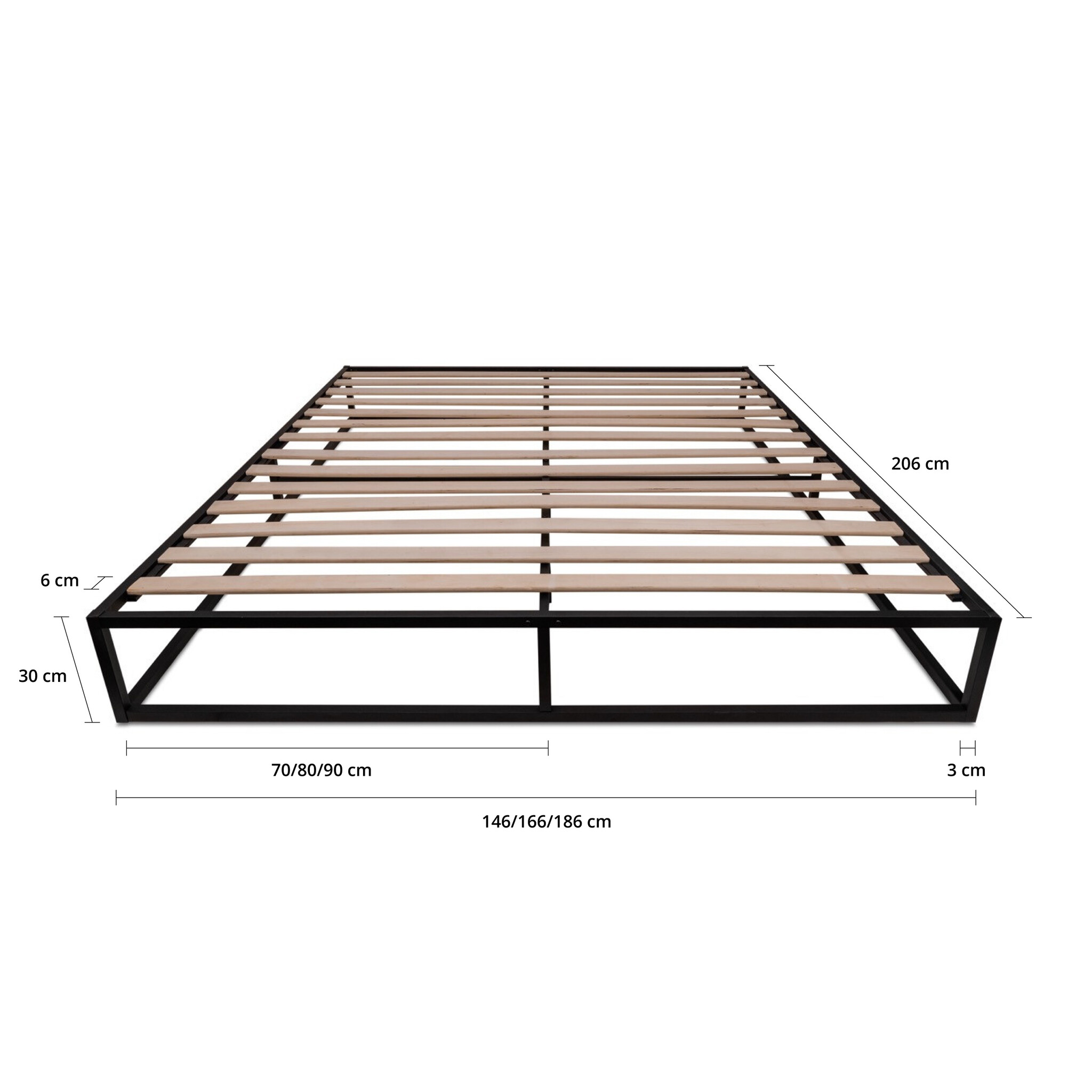 2dekans Bedframe Metaal 90 x 200 Zwart | Verpakking beschadigd