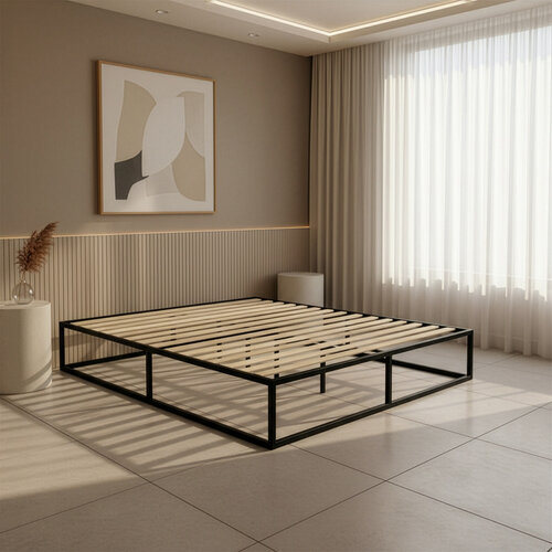 2dekans Bedframe Metaal 90 x 200 Zwart | Verpakking beschadigd