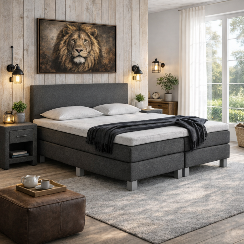 2dekans Boxspring 160 x 200 Antraciet + GRATIS Topmatras | Niet in originele verpakking + klein kleurverschil