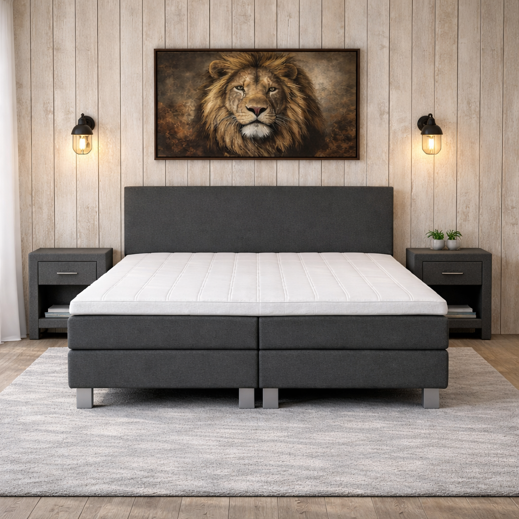 2dekans Boxspring 160 x 200 Antraciet + GRATIS Topmatras | Niet in originele verpakking + klein kleurverschil