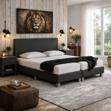 2dekans Boxspring 180 x 200 Zwart én Antraciet | Niet in originele verpakking + kleine bevuiling + kleine stofferingschade