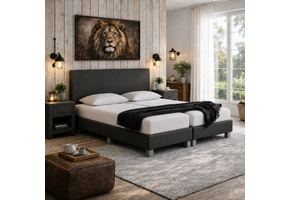2dekans Boxspring 180 x 200 Zwart én Antraciet | Niet in originele verpakking + kleine bevuiling + kleine stofferingschade