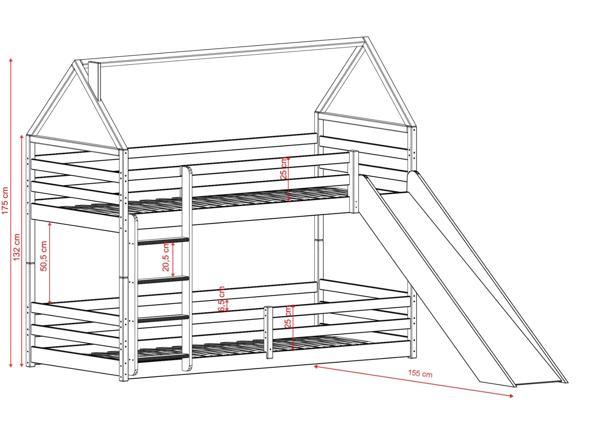 2dekans Stapelbed met Glijbaan 80 x 180 Naturel + GRATIS matrassen | Pleun | Schade onbekend