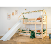 2dekans Stapelbed met Glijbaan 80 x 180 Naturel + GRATIS matrassen | Pleun | Schade onbekend