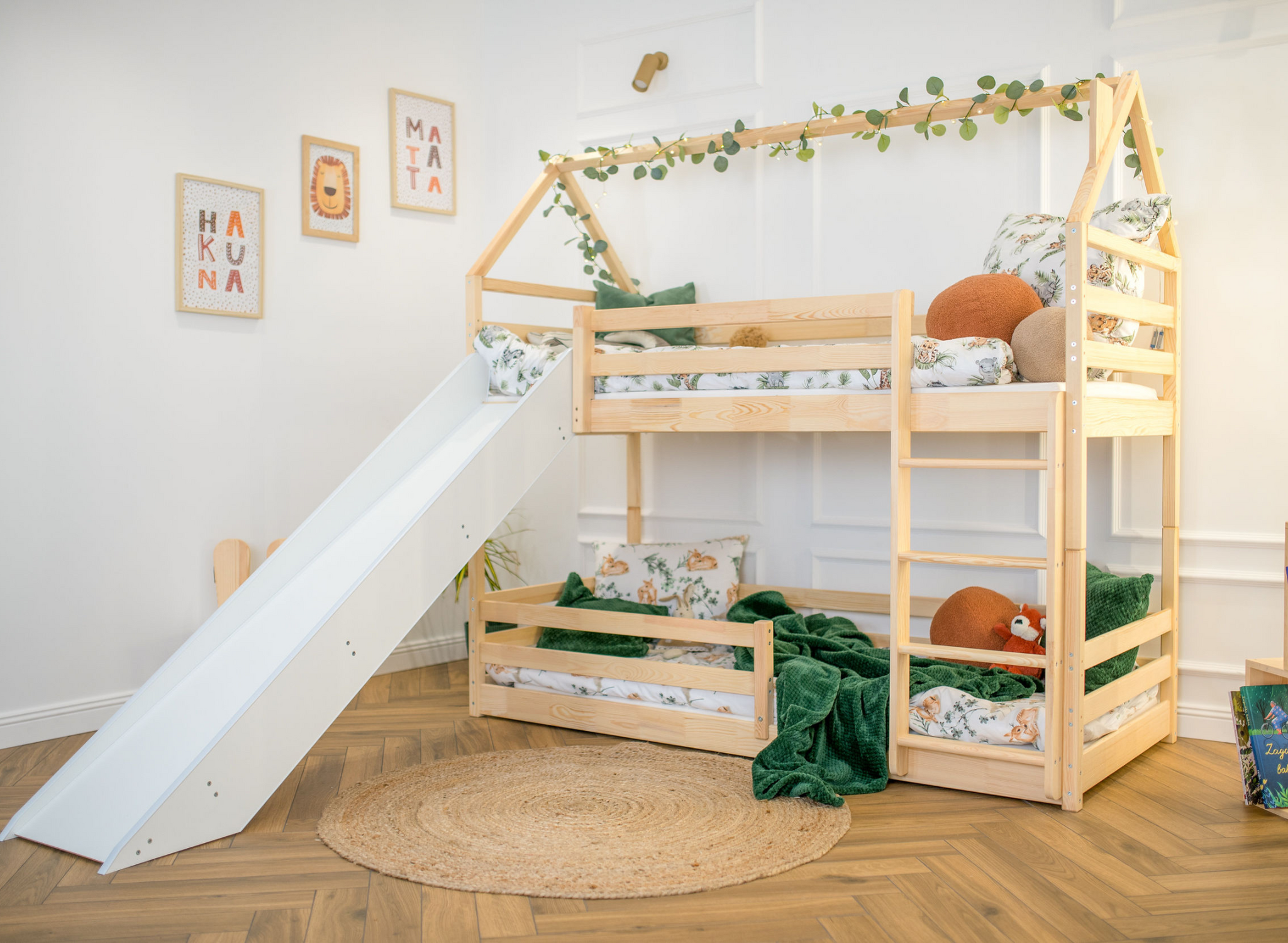 2dekans Stapelbed met Glijbaan 80 x 180 Naturel + GRATIS matrassen | Pleun | Schade onbekend