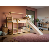 2dekans Stapelbed met Glijbaan 80 x 180 Naturel + GRATIS matrassen | Pleun | Schade onbekend
