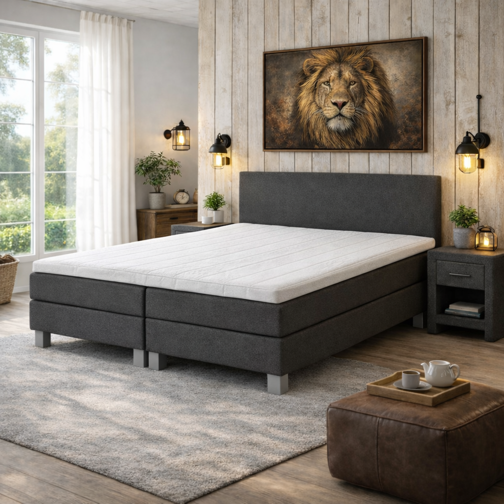 2dekans Boxspring 140 x 200 Antraciet + GRATIS Topmatras | Klein kleurverschil