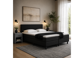 VOORDEELSET Boxspring 180 x 200 Skai Zwart | Inclusief GRATIS Topmatras Koudschuim