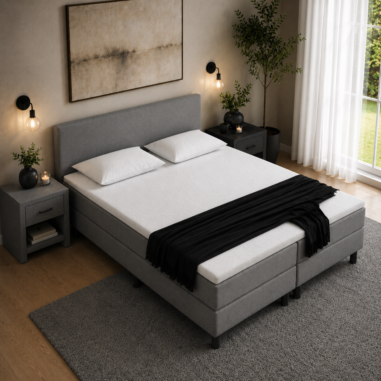 VOORDEELSET Boxspring 140 x 200 Zwart | Inclusief GRATIS Topmatras Koudschuim