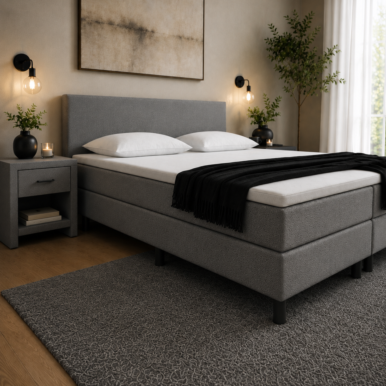 VOORDEELSET Boxspring 140 x 200 Zwart | Inclusief GRATIS Topmatras Koudschuim