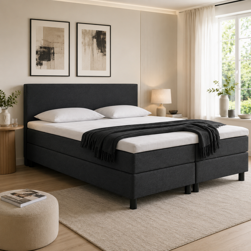 OP=OP Boxspring 140 x 200 - Antraciet | Incl. Luxe Pocketvering Boxen