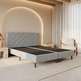 OP=OP Boxspring zonder Matras 140 x 220 - Grijs | Hoofdbord Chevron