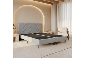 OP=OP Boxspring zonder Matras 140 x 220 - Grijs | Hoofdbord Chevron