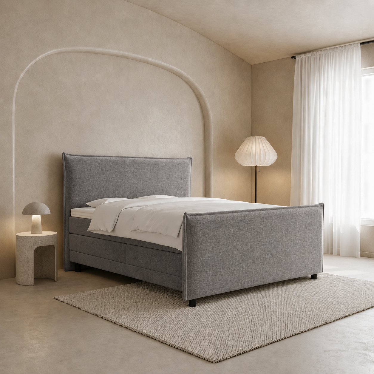 OP=OP Elektrische Boxspring 140 x 210 - Antraciet | Hoofd- en Voetbord Houston + Groot Matras