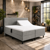 OP=OP Elektrische Boxspring 160 x 200 - Suede Grijs | Basic Incl. Voetbord
