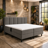 OP=OP Elektrische Boxspring 160 x 200 - Skai Antraciet | Hoofdbord Monza